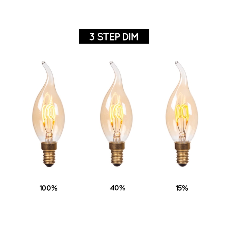 Lucide CT35 - Filament bulb - Ø 3,5 cm - E14 - 1x3W 2200K - Amber